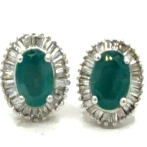 10k Emerald 52 Diamond Classy Classic Stud Earrings Elegant Gift